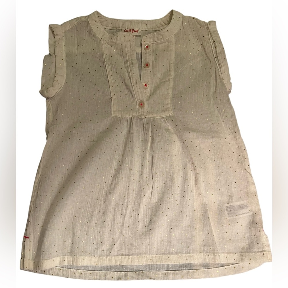 NWOT Cat & Jack Cream Sleeveless Blouse with Button Detail